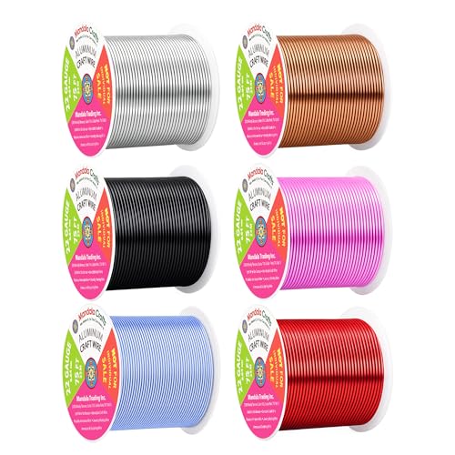 Image of Mandala Crafts 22 GA Red Copper Black Assorted Anodized Aluminum Craft Wire | 450 FT, Colored, Flexible, Bendable for Bonsai Armature Sculpting Wire Wrapping Jewelry Making, Weather & Tarnish Resistant