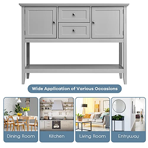 Petsite Sideboard Buffet Cabinet With Storage, Drawers & Open Shelf, Wood Accent Cupboard Console Table For Home Kitchen, Living Room, Hallway #TOP5