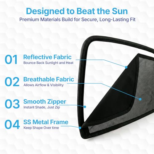 Image of KINGSWAY Car Sun Shade Curtains Only Compatible with Renault Duster (2026 Onwards) | Front Window in Half Cut and Rear in Zipper (Magnetic) | UV & Heat Protection | Pack of 6 Pcs