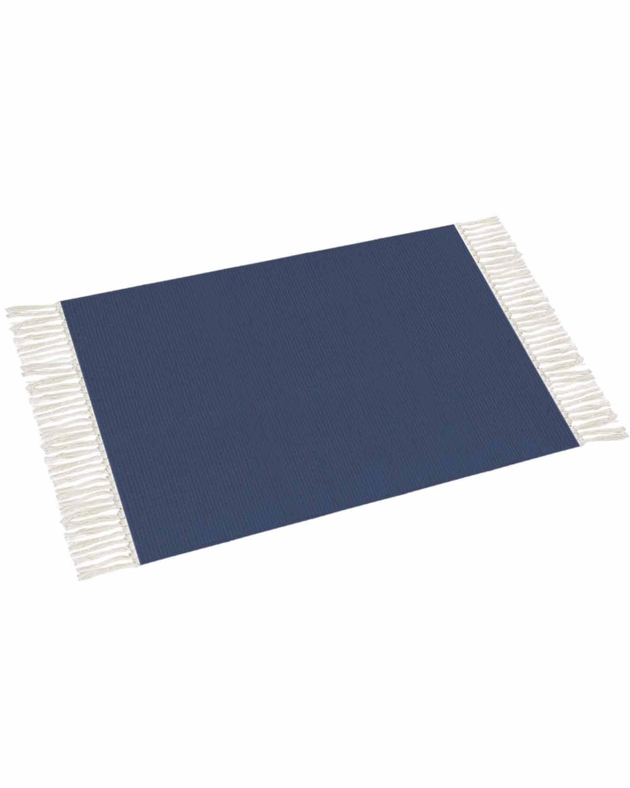 Area Rug 4x6 ft Navy Blue Tassel Rug Boho Rugs for Bedroom Solid Color Woven Area Rug Floor Carpet Washable Front Door Mat for Living Room Bathroom