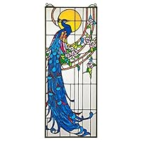 Algopix Similar Product 15 - Stained Glass Panel Peacocks Sunset