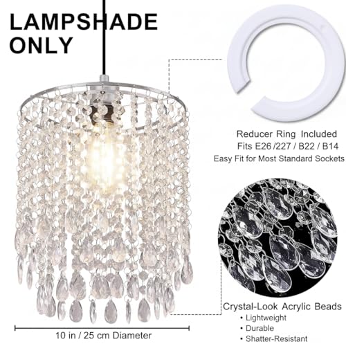 Unsophisticated Acrylic Chandelier Shades, Crystal Lamp Shade, Light Shade Crystal Chandelier for Dining Room, Beaded Chandelier Diameter 25 cm, 2 Tiers, Clear by Hi-ERA - Image 2