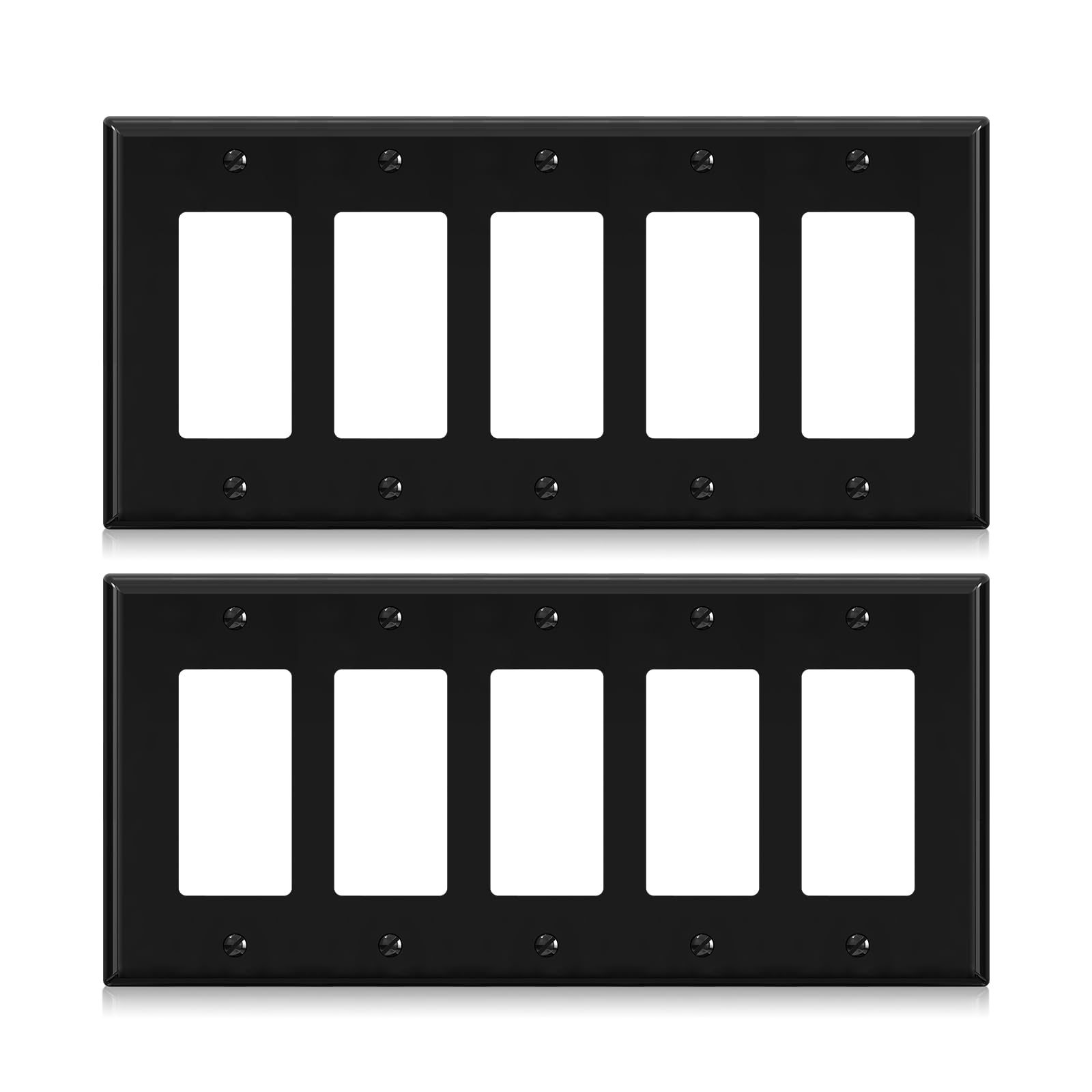 Decorative Wall Plates - Glossy Black (5 Pack) -6 Decorative Wall Plates - Glossy Black (5 Pack) -6