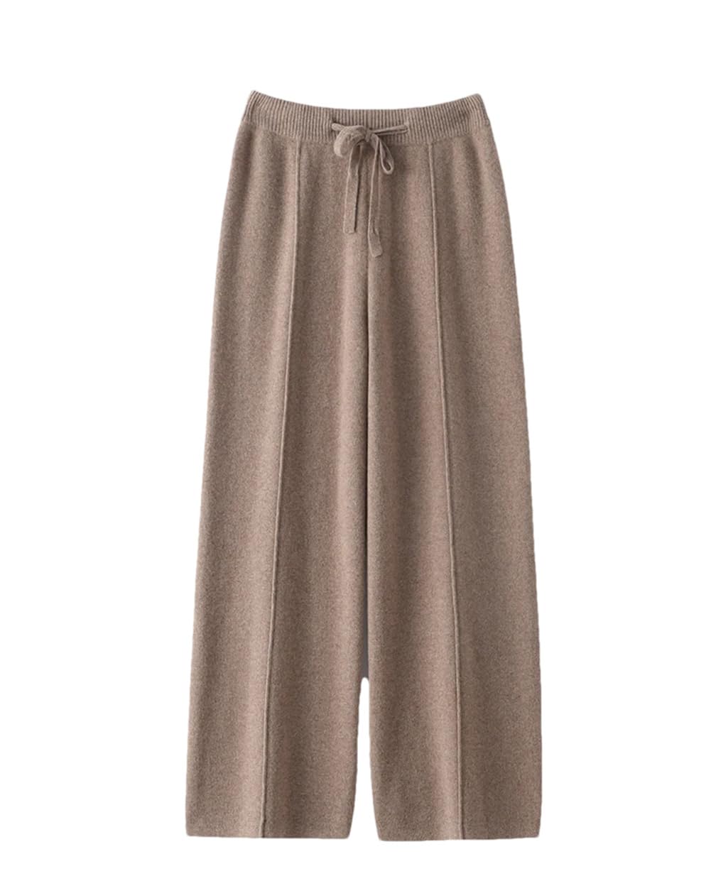 Pantaloni da donna in misto cashmere a gamba larga, tinta unita, in lana, stile casual