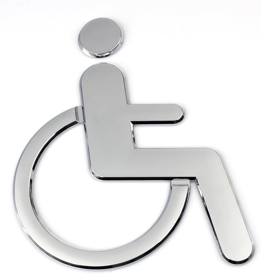 Z-Color 1Pcs Public Toilet Signs WC Wall Stickers Decals Toilet Door Signs Restroom Washroom Signage Handicap (Silver-Wheelchair)