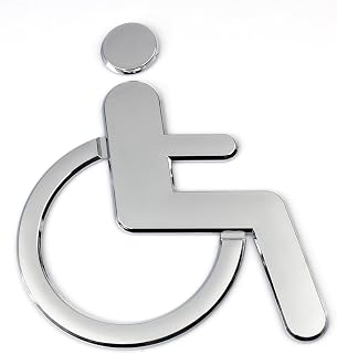 1Pcs Public Toilet Signs WC Wall Stickers Decals Toilet Door Signs Restroom Washroom Signage Handicap (Silver-Wheelchair)
