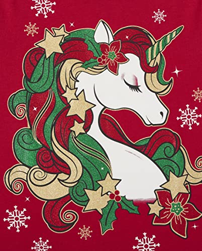 The Children's Place Girls' Long Sleeve Graphic T-Shirt, Christmas Unicorn, Medium (7/8) #TOP1