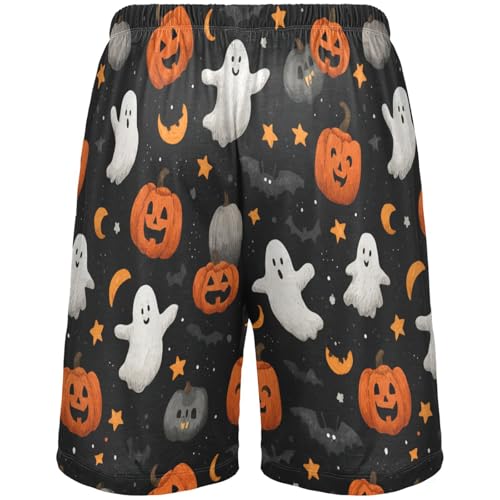 Pigsaly Halloween Flying Black Bat Men's Athletic Shorts Orange Black Animals Men's Pajama Bottoms Men's Hiking Shorts XXL2
