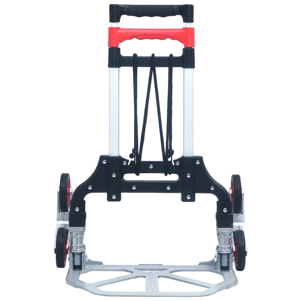 Wózek transportowy schodów, składany, z aluminium, srebrny, o udźwigu 70 kg, regulacja wysokości od 63 do 100 cm, trójkołowe podwozie do gospodarstwa domowego, ogrodu, na plac budowy i