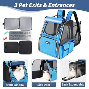  Cat-Backpack-Carrier-Expandable-Pet-Dog-Backpack-Carrier-for-Small-Medium-Cat-Dog-Under-20LBS-Ventilated-Pet-Backpack-for-Hiking-Travel-Outdoor-Use-Blue