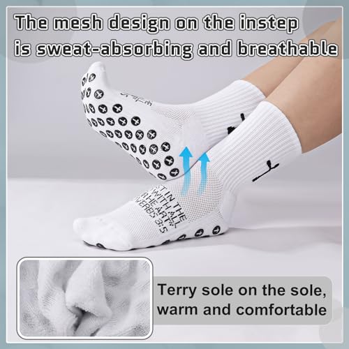 4 Pairs Cross Grip Soccer Socks Anti Slip Christian Socks with Bible Verse Jesus Sock for Football Tennis Yoga Gym4