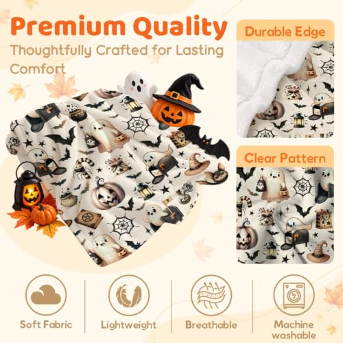 Halloween Ghost Throw Blanket,Cute Bat Blanket Halloween Decor Gift — view 3