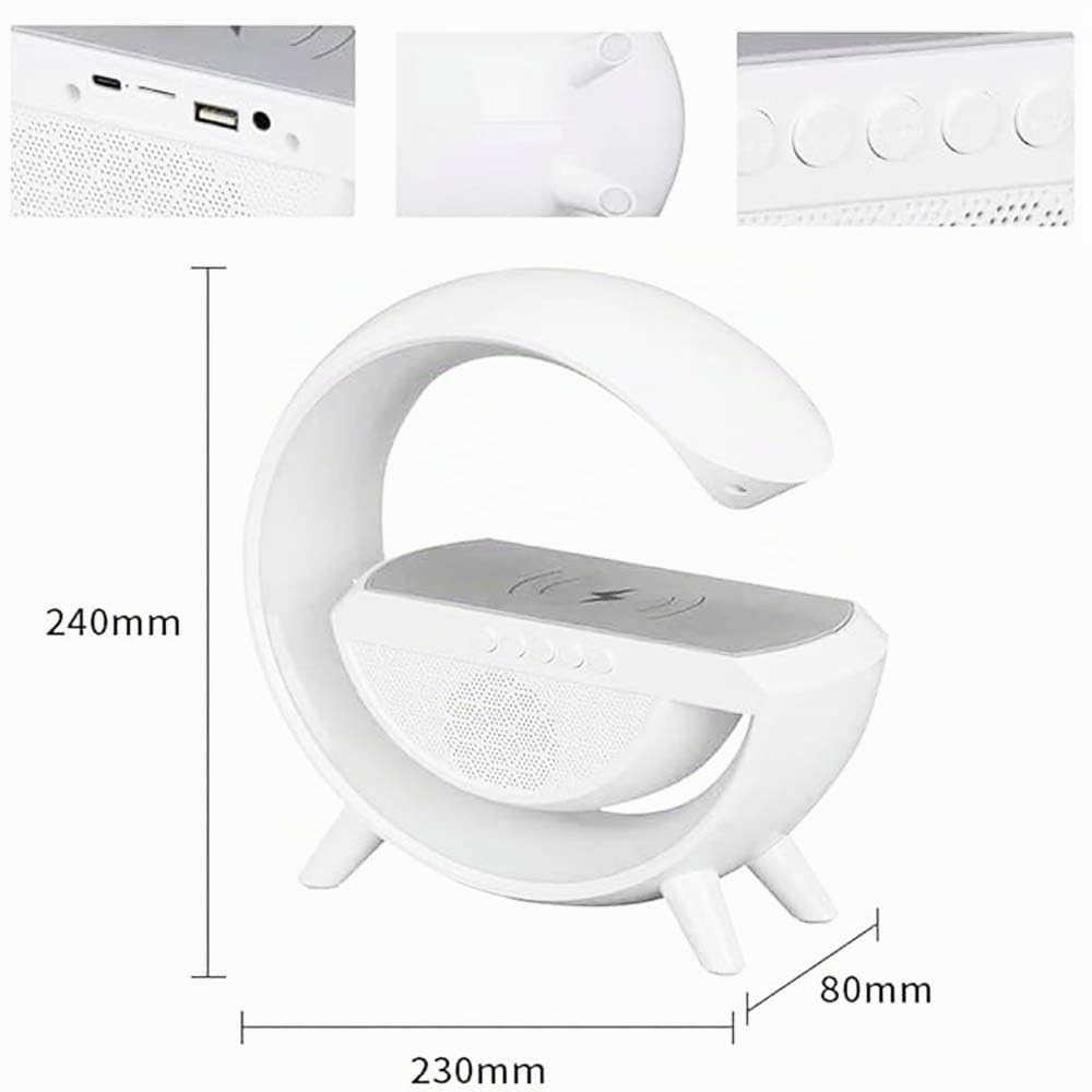 GC GLOBALCOMMERCE Lampada da Tavolo LED Luce Notturna con Cassa Altoparlante Speaker Bluetooth e Ricarica Wireless