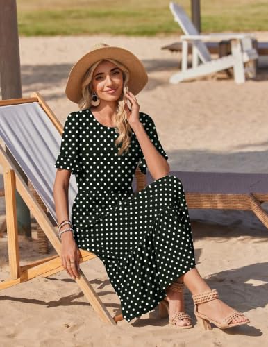 Image of Zeagoo Womens Summer Dresses 2026 Casual Midi Dress Flowy Sundress Ruffle Short Sleeve Tiered Dresses A Line Boho Dress