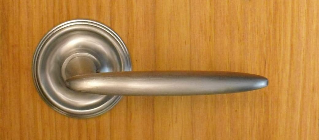 FPL Alexandria Passage Door Lever Set for Closet, Hallway, and Bedroom Doors, 2-3/4" Backset, Antique Brass Finish