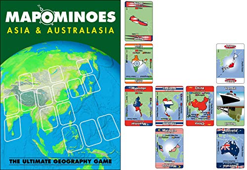 MAPOMINOES Asia and AUSTRALASIA â€“ Fun and Educational Geography Card Game About Connecting Countries in Asia & Australasia. for Kids Teens and Adults. Like Dominoes with maps.
