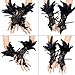 yefiuo Black Lace Gloves Wrist Sleeve,Feather Fashion Hand Sleeve Lace Elastic Bracelet Hook Finger Gloves for Halloween,Wedding,Tea Party,Masquerade,Nightclub,Daily Cuff Decoration Ma'am Girls