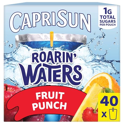 Capri Sun Roarin' Waters Flavored Water Beverage, 40 Pouches, for School Lunches and On-the-Go...