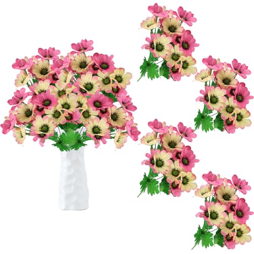 astylishome Artificial Flowers for Decoration Fake Daisy Flowers Outdoor Faux Plastic Flower Craft Accessories for Garden Porch Farmhouse Window Box Decor Pink 0705