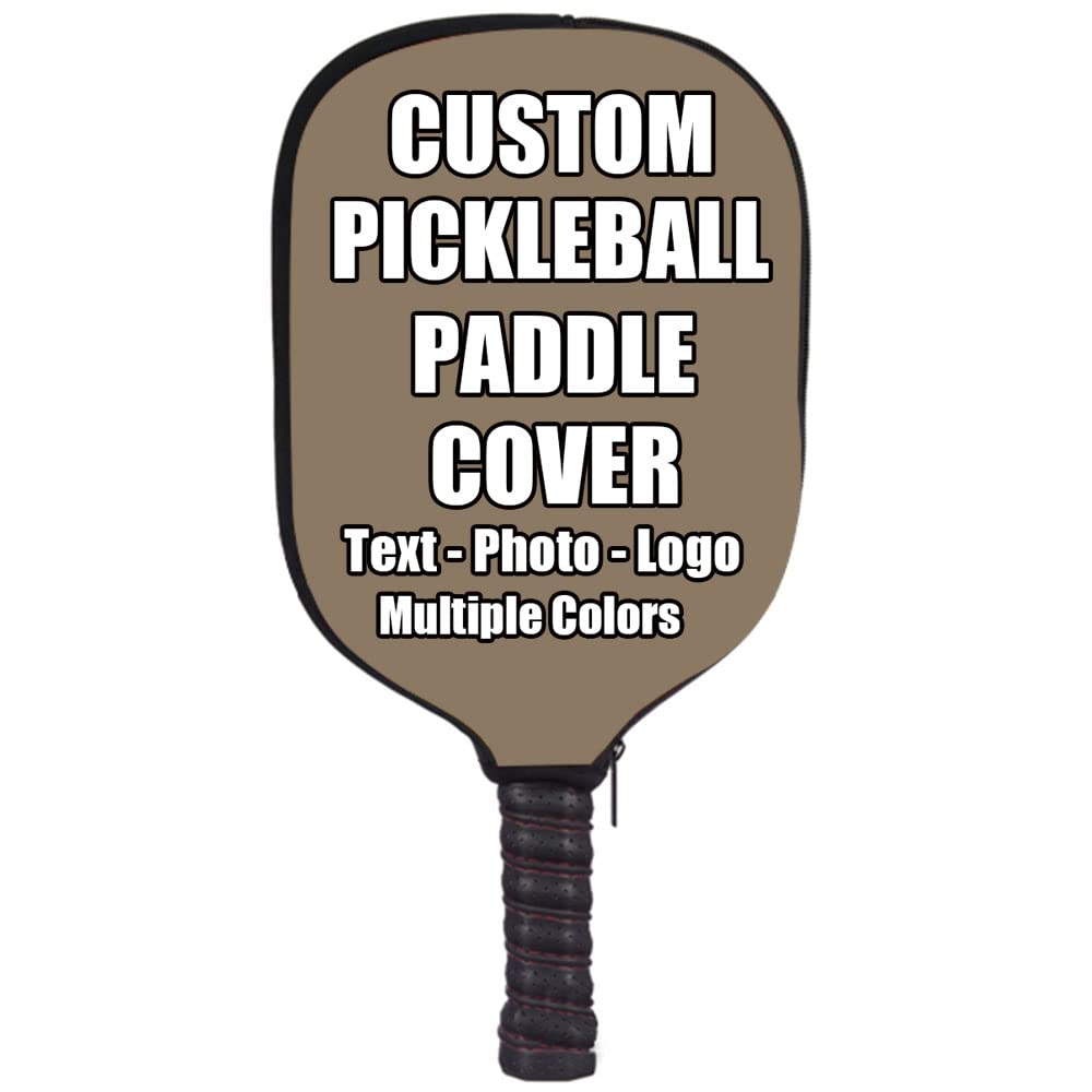 iPrint Custom Pickle Ball Paddles Cover with Your Image Photo Text or Logo, Personalized Paddles Covers Sleeves Fits Most Rackets, 8.26 x 11.61 inch, Brown Savana