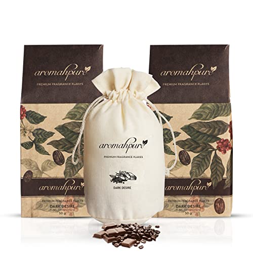 Image of Aromahpure Premium Car Perfume Flakes -Dark Desire,`Coffee, Chocolate' Luxury Car Air Freshener made with Essential Oil, Grains, and Flakes -50Gms, Last Upto 30days Pack of 2, IFRA certified