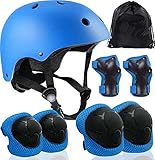 ❤【SCHLAGBESTÄNDIG】 Helm verwendet ABS-Außenschale und hochdichte EPS-Innenschale, verdickter weicher Schwamm, der den Aufprall absorbiert und den Kopf beim Aufprall schützt. Schutzausrüstung Aus hochharter PVC-Schale, verdicktem, weichem Schwamm, strapazierfähigem und robustem Material mit atmungsaktivem Innenfutter, Sicherheitsschutz für Kopf, Knie, Ellbogen und Handgelenk.