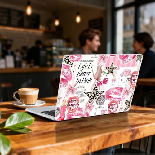 Image of B BELK for MacBook Air 15 inch Case 2026 2025 2024 2023 M5 M4 M3 M2 | Pink Printed Matte Hard Shell Case with Fashion Collage Pattern, Keyboard Cover & Screen Protector, Scratch Resistant