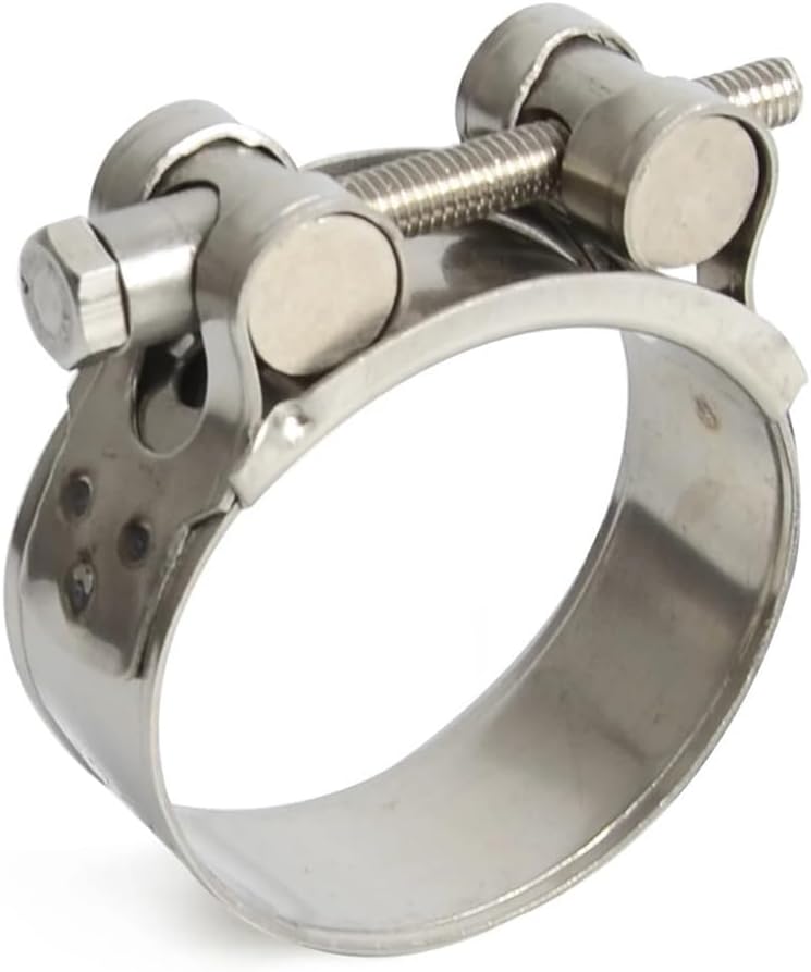 Stainless Steel Hose Clamps, 10pcs 31mm - 62mm Motorcycle Exhaust Clip Stainless Steel Pipe Clamps for Middle Connect Fixed Seal Install Hose Clamping(52-55mm)