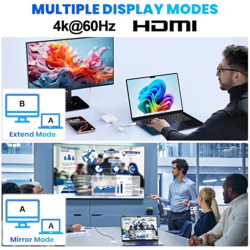 Image of Verilux 2-in-2 Type C to HDMI Adapter with USB-C & Lighting to Hdmi & Type C