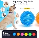 VITEVER 3.5” Squeaky Dog Toy Balls (6 Colors) Puppy Chew Toys for Teething, BPA Free Non-Toxic, Spikey Dog Balls for Medium, Large & Small Dogs, Durable Toys for Aggressive Chewers