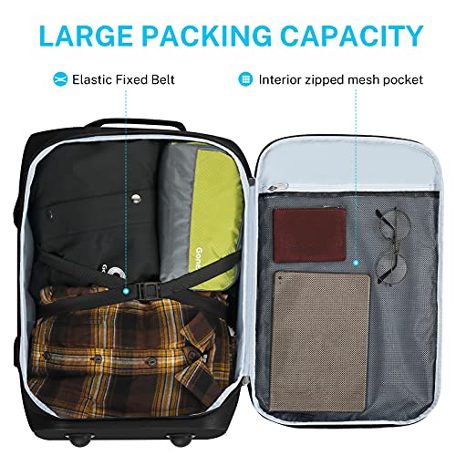 Gonex Rolling Duffle Bag with Wheels, 50L Travel Carry On Wheeled Duffel Luggage with Rollers 22 Inch, Black