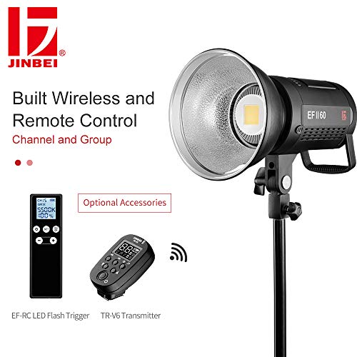 JINBEI EFII-60W 60Ws LED Continuous Video Light Ra>96 F970 Battery(Not Included) with Bowens Mount for Portrait Baby Still Life Photography(1xStandard Reflector)