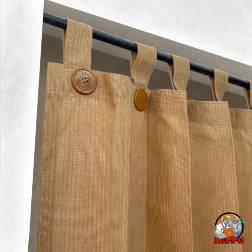 Image of HIPPO HDPE Coated Waterproof Outdoor Balcony Curtain 260 GSM - Rain, Sun & Dust Protection Light Filtering Curtains for Home, Garden, Veranda & Hotel (4 Feet X 4.5 Feet, 2IN1 Sand-Dune, 1 PC)
