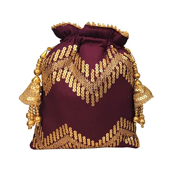 DUCHESS Embellished Beaded Tassel Potli Bag For Weddings - Image 3