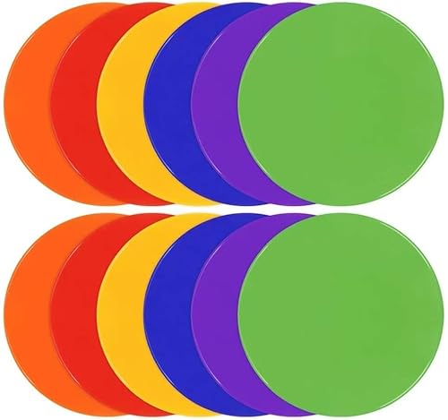 TuXHui Poly Spot Markers Flat Cones Rubber Floor Dots 9 Inch 12/18/24/30/36 Pcs Non Slip Agility Dots Rubber Circles for Gym Soccer Basketball Sports Training Dance Classroom