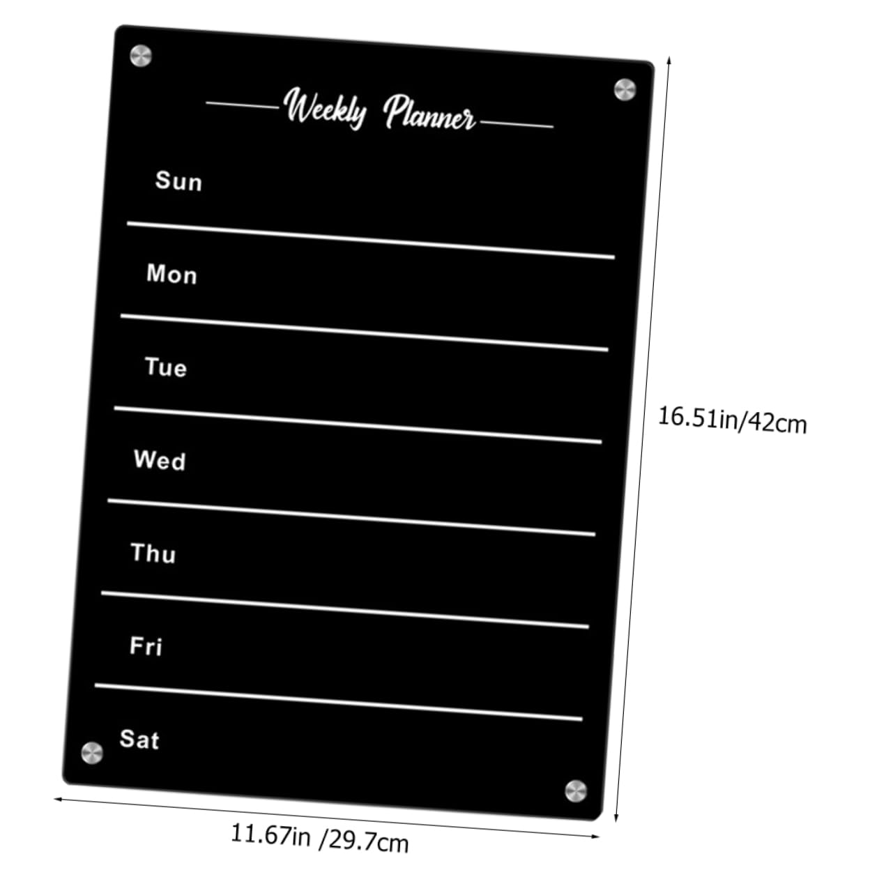 Homoyoyo Magnetisches Praktische Schreibtafel Wochenplaner Schwarzes Acryl Whiteboard Wiederverwendbar für Zeitplanung und Notizen zur Kühlschrankorganisation im Haushalt