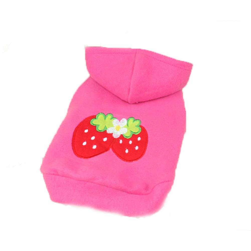 Fliyeong Small Strawberry Dog Cat Puppy Fleece Hoody Clothes Pet Apparel Dress Up Pet Supplies by Accessorybee Pet Supplies Creative and Useful
