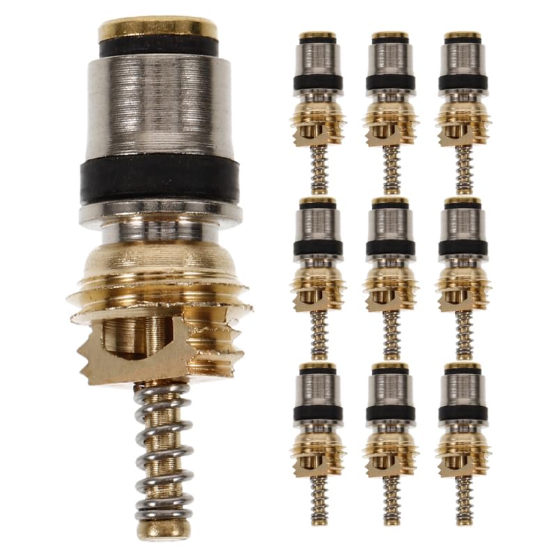 Anneome 10 Piezas Núcleos De Válvula De Cobre Para Aire Acondicionado De Coche R134A3 Agujas De Válvula De Alta Y Baja Presión Para Carga Precisa En Sistemas Automotrices