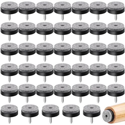 Tanstic Lot de 40 patins en feutre à visser de 2,4 cm pour meubles, patins antidérapants en feutre pour pieds de chaise, protection de sol, patins en feutre avec vis pour chaise, table, canapé (noir)