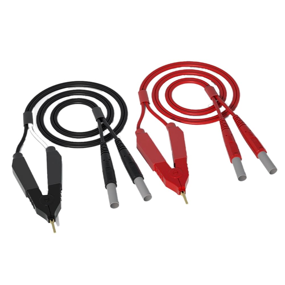 Reinscer Kelvin Test Lead Bottom Resistance 4-Wire 4mm Lantern Plug Clip Orichalum Plating Kelvin Probes J.70075