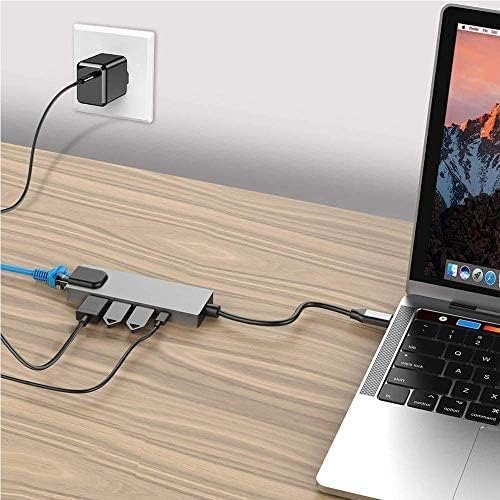 Image of USB HUB Type C 5 in 1 Adapter, USB C to HDMI,Ethernet (RJ45), USB 3.0 Multiport Connector,Type C 4k HDMI Port,Type C 1000m LAN Port,5 in 1 Type C Network Adapter (USB C to 5 in 1 with RJ45 HUB)