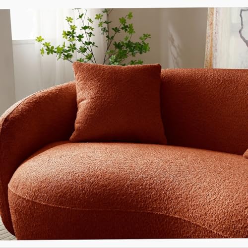 Image of LEGACY OF COMFORT Yazgur 85'' Mid-Century Modern Curved Living Room Sofa, 3-Seat Fabric Couch for Living Room, Office, Apartment (Orange)