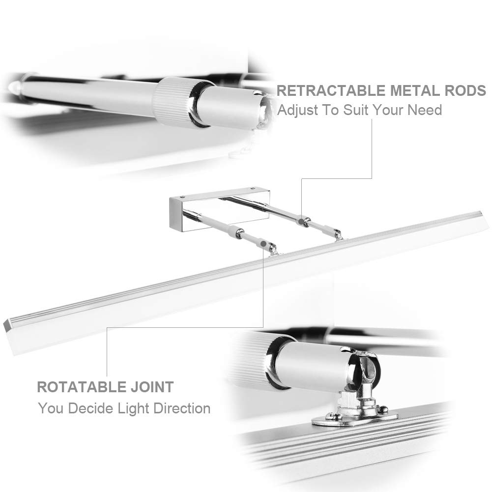 Klighten Lampe pour Miroir LED Salle de Bains IP44 24W 1560LM Lampe Miroir Applique Murale Intérieure Moderne Luminaire Salle de Bain Blanc Neutre 5500K 100CM