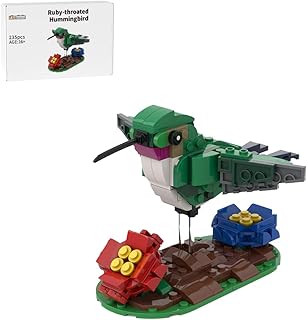 バードビルディングブロックセット、ルビーの喉のハチドリビルディングブロックモデルキット、デスクデコレーションホリデーコレクターギフト(235個)