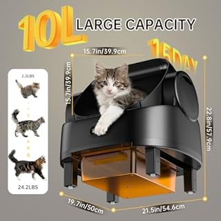 Automatic Cat Litter Box Self Cleaning Litter Box for Cats, Litiere Pour Chat Autonettoyant, Large Top Entry Automatic Litter Box with APP Control, Multiple Safety Sensor, 1 Trash Bags 1 Mat