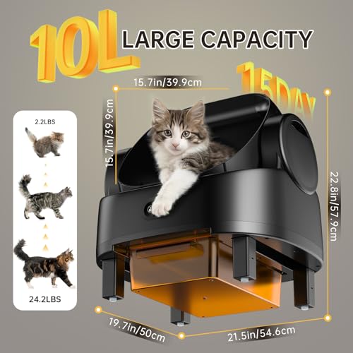 Image of Automatic Cat Litter Box, Electric Large Open-Top Self Cleaning Litter Box for Multiple Cats, Smart APP Control, Multiple Safety Sensors, 1 Rolls Bags & 1 Mat, Arenero para Gatos Autolimpiable