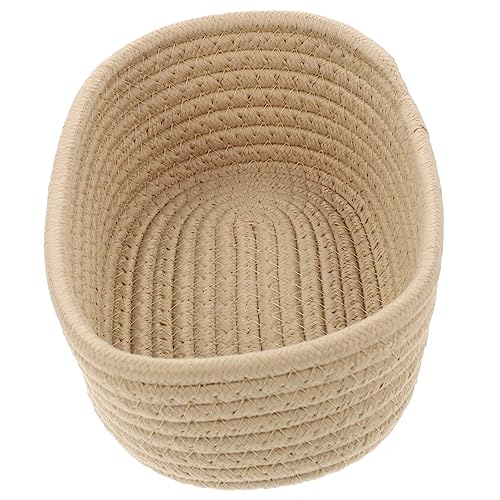 Image of Outanaya Storage Basket Woven Cotton Organizer for Sundries Toys and Books Medium Decorative Container Khaki for Home Office Use