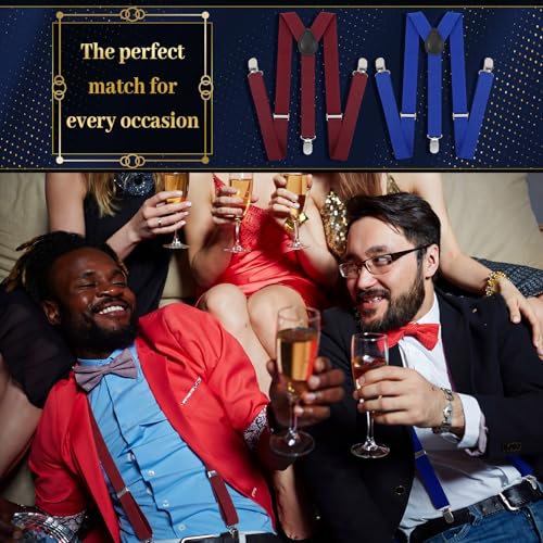 Image of 9 Pieces Y Back Style Unisex Suspenders Adjustable Elastic Suspenders for Men Women Rainbow braces with Clip for Pants