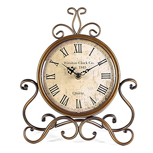 Image of HZDHCLH Roman Table Clocks Silent Non Ticking Roman Retro Art Desk Clock for Living Room Bedroom Office(28 cm Height )