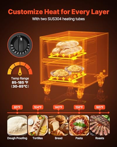 Image of VEVOR Commercial Electric Drawer Warmer,2 Full-Size Pan Stainless Steel Food Warmer,Freestanding Standard Warming Drawer Cabinet,85F-185F Wide Temperature Range,for Restaurant, Hotel Buffet & Bakery